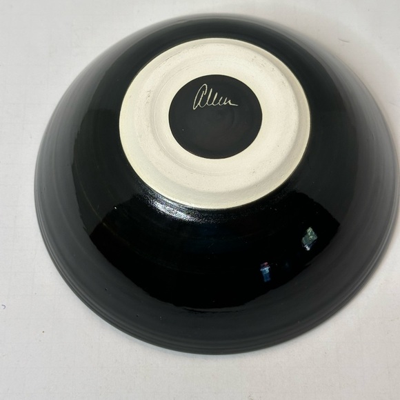 Signed Roger Allen Art Pottery Stripe Ware Colorful 8 inch Bowl - Picture 4 of 6